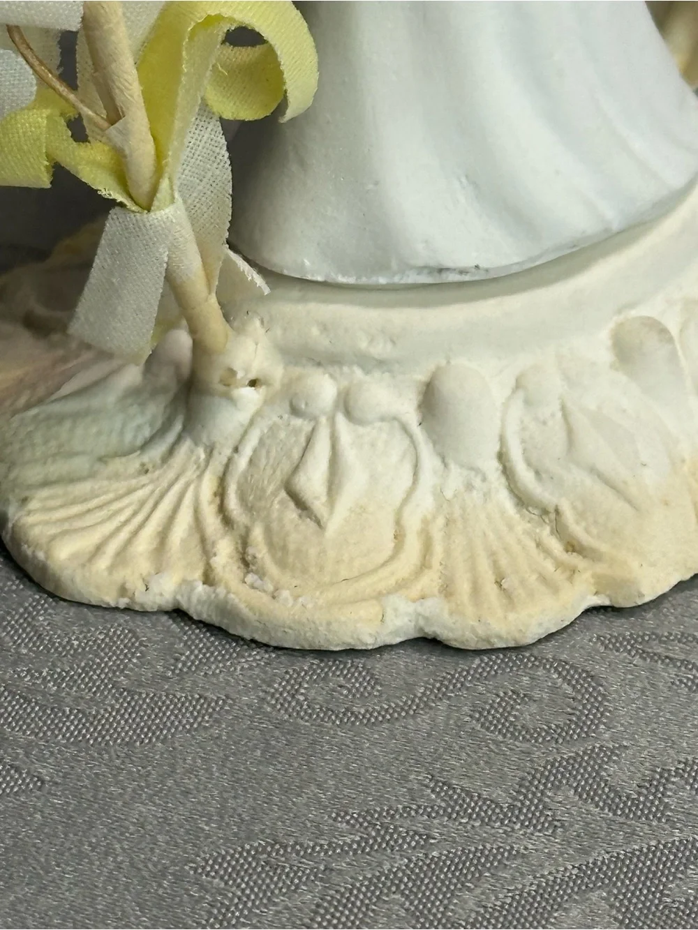 Vintage Bride & Groom Wedding Cake Topper Arch White Floral 6”